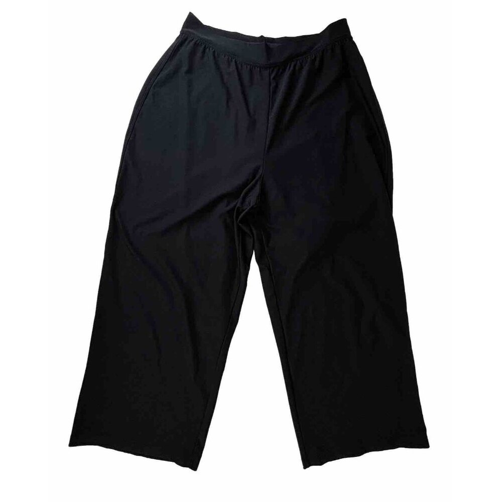 Spanx Womens Pants Black Size XL Wide Leg High Rise Pull On Polyester Blend